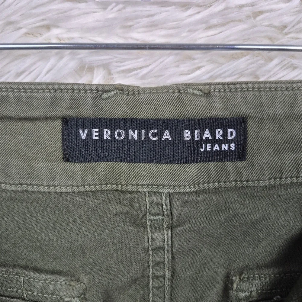 Veronica Beard Arya Straight High Rise Pants Army Green Button Fly Size 27/4 - Picture 5 of 11